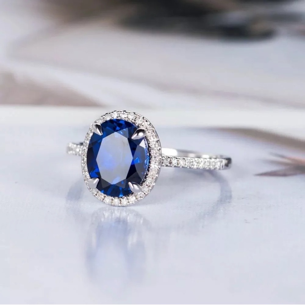 Gorgeous 925 Silver Rings for Women Blue Sapphire - Picture 3 of 5